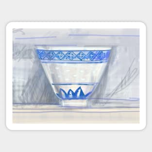 Blue and white cup Sticker